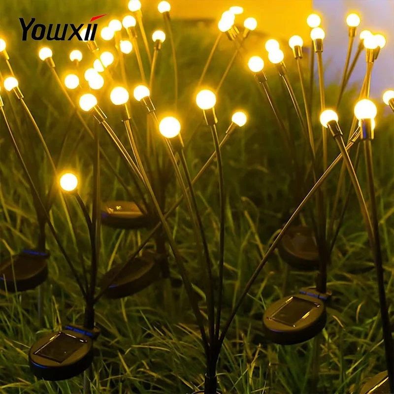 YOWXIIไฟสวนโซล่าเซลล์ โคมไฟพลังงานแสงอาทิตย์ รูปหิ่งห้อย 6/8LED สําหรับตกแต่งสวน และสนามหญ้ากลางแจ้ง