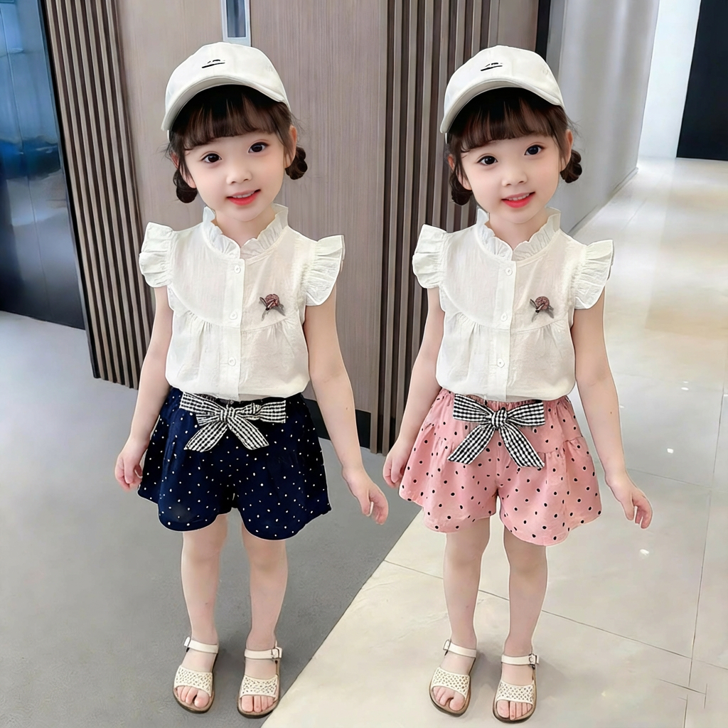 【COD】 ชุดเด็กสมินิไตล์เกาหลีน่ารัก สวยหวาน ใส่ได้ทุกวัน ชุดเด็กผู้หญิง ชุดเกาหลี