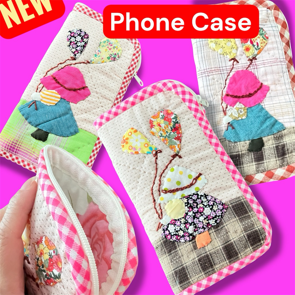 ซองมือถือกระเป๋าผ้าAppliqué ใส่ธนบัตรหรือโทรศัพท์มือถือ ++ขนาด10x19cm