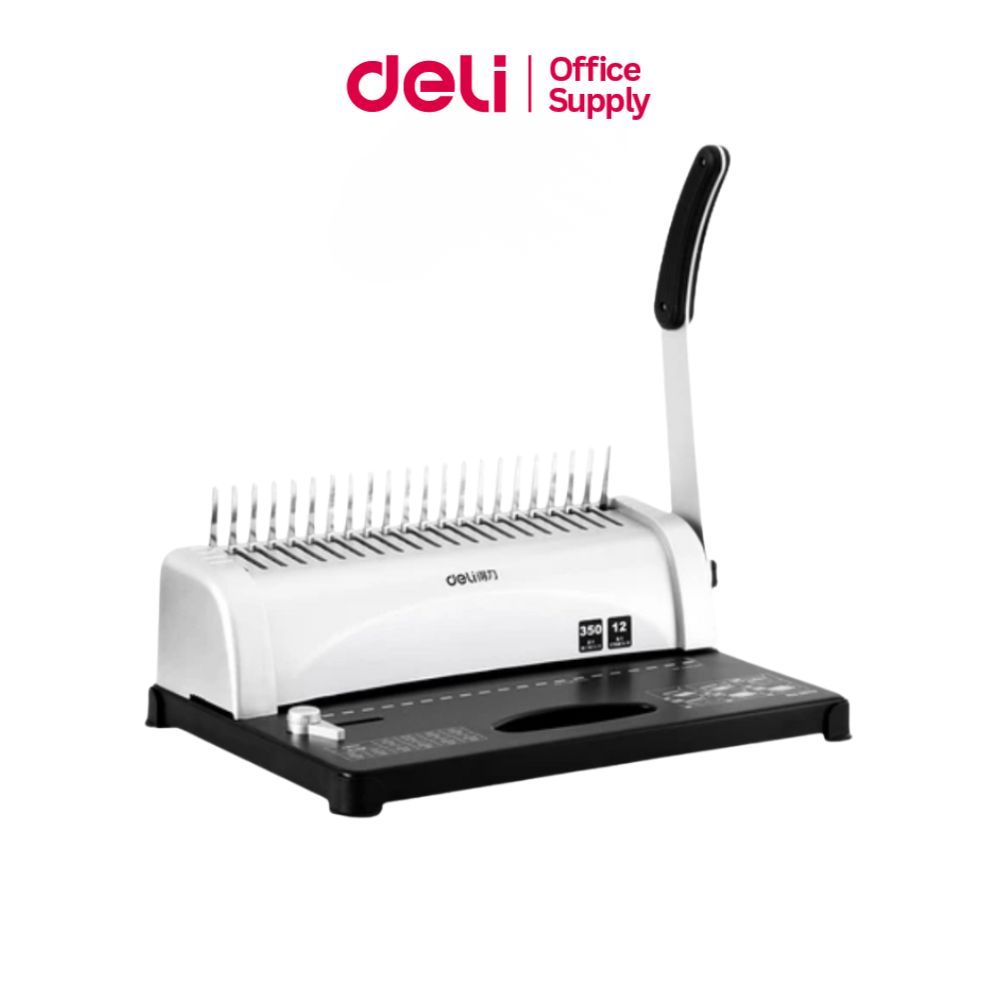Deli เครื่องเข้าเล่มเอกสาร เครื่องเข้าเล่ม เข้าเล่มกระดูกงู เจาะได้12 แผ่น/ครั้ง Binding Machine