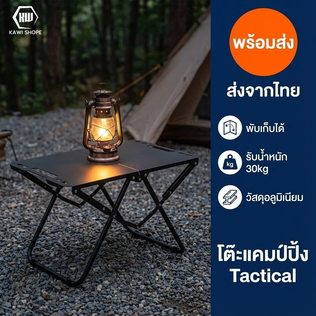 KAWI โต๊ะพับ แคมป์ปิ้ง อลูมิเนียม น้ำหนักเบา 60KG รับน้ำหนักได้เยอะ ทนความร้อน Camping Table