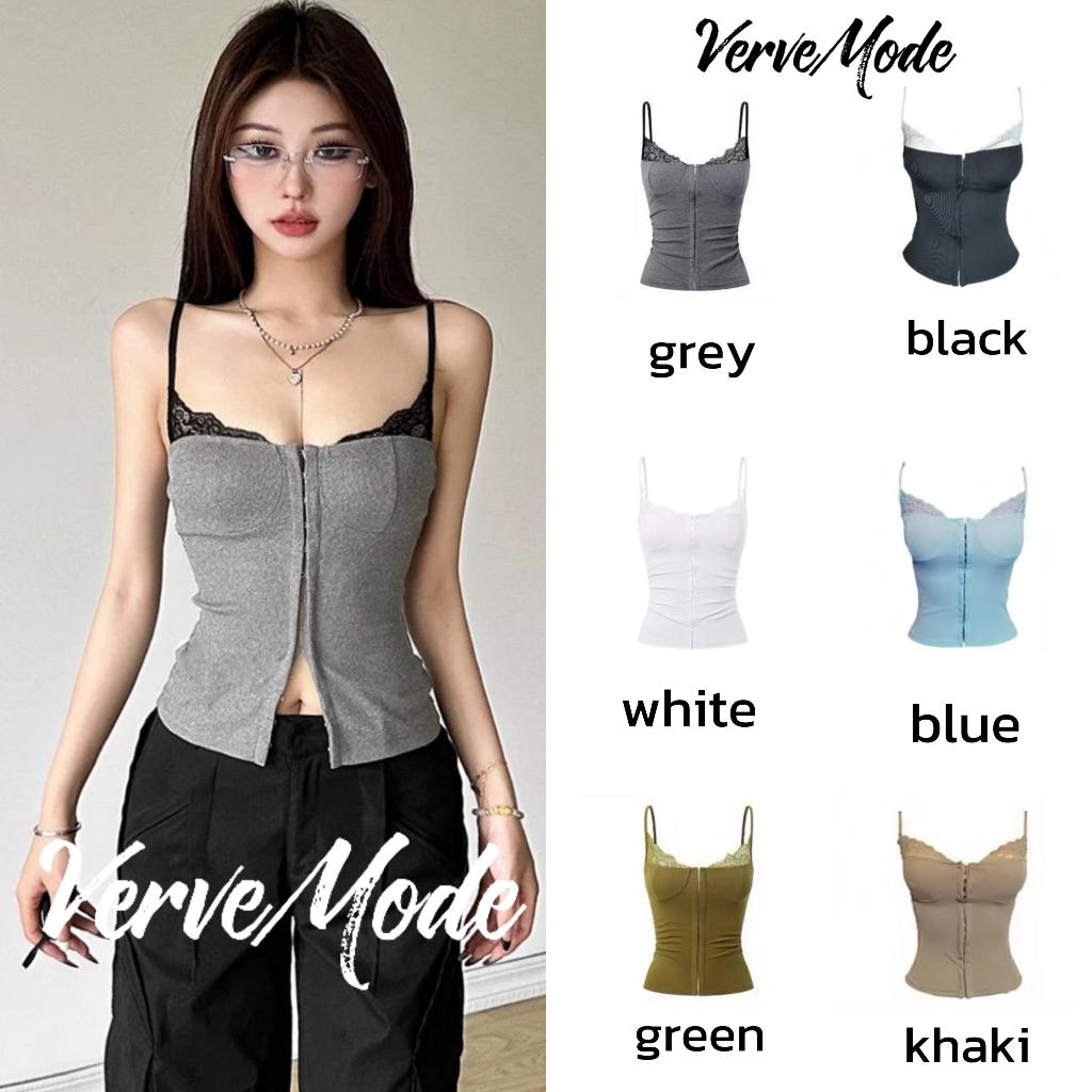 VerveMode. เสื้อชั้นในลำลอง ทรงเข้ารูป สายเอี๊ยมสุดเซ็กซี่ แฟชั่นสตรีทอเนกประสงค์