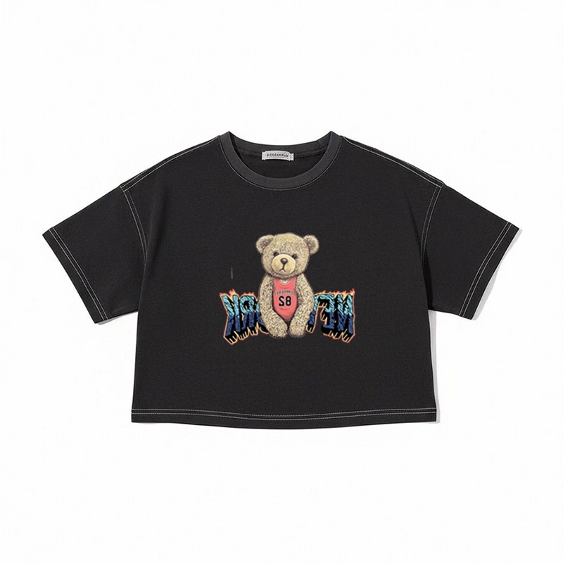 เสื้อครอปเอวลอยสาวอวบอ้วนไซส์ใหญ่ oversize เสื้อผ้าแฟชั่นวัยรุ่นน่ารักๆ เสื้อยืดลายการ์ตูนสวยๆผู้หญิงฤดูร้อนแบบหลวมใหม่ thumbnail 7