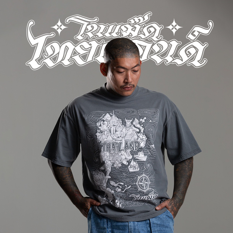 NOMAD VINTAGE THAILAND เสื้อรุ่นแผนที่ไทยแลนด์  รวมแลนมาร์ค 77 จังหวัด – โปรปัง