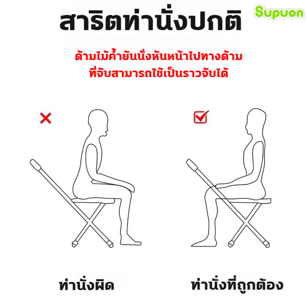 ไม้เท้าช่วยเดิน ไม้เท้า ไม้เท้าผู้สูงอายุ ไม้เท้า 2 in 1 อลูมิเนียม ไม้เท้าเก้าอี้พับได้ รองรับน้ำหนัก200กิโลกรัม - รูปที่ 6