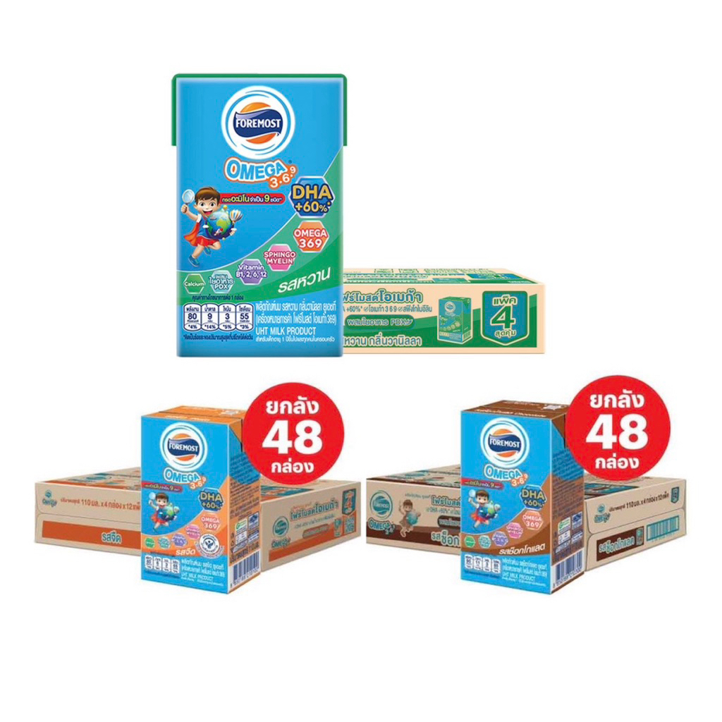 (ขายยกลัง) โฟรโมสต์ โอเมก้า นมยูเอชที ขนาด 110 มล แพค 48 กล่อง ยกลัง