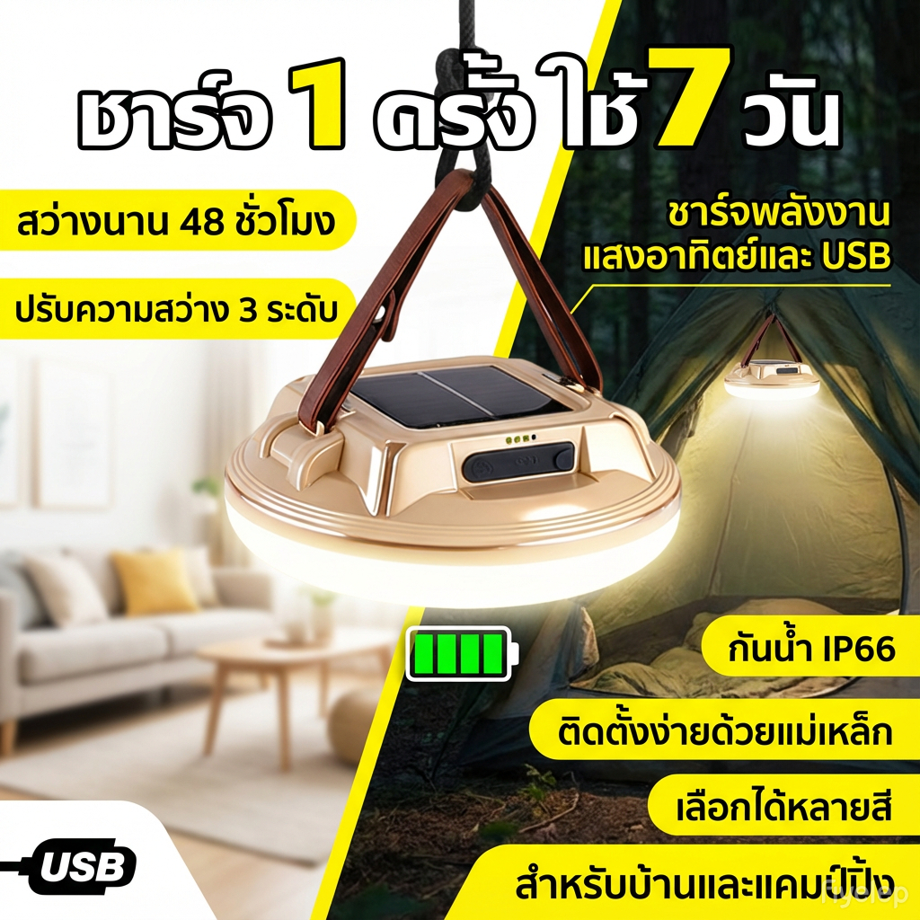 GIVY ไฟแคมป์ปิ้ง20000mah พกพาสะดวก LED ไฟฉุกเฉิน ไฟพกพา IP66 สำหรับตั้งแคมป์ ปีนเขา