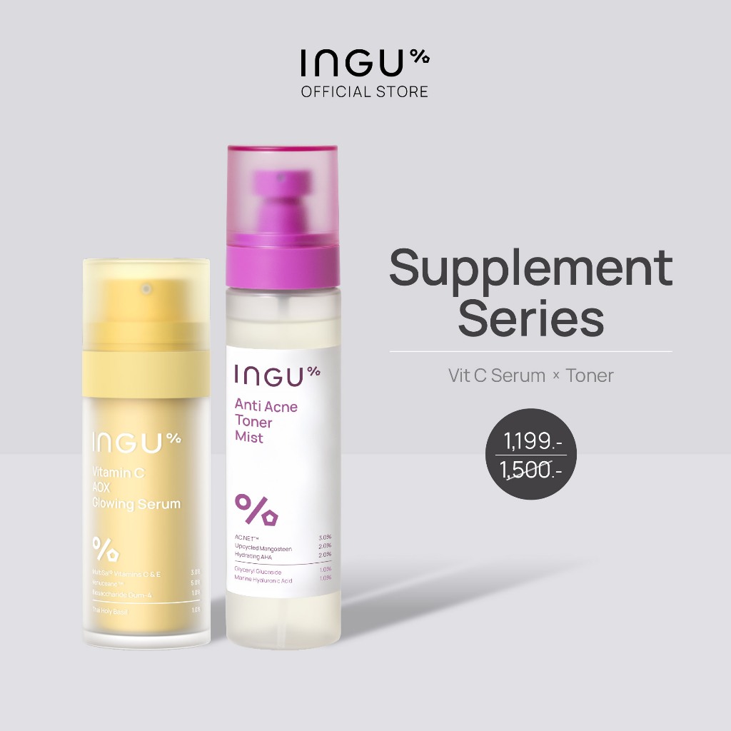 (Brand Week 15-21 มี.ค.69)INGU Vitamin C AOX Glowing Serum +Anti Acne Toner Mist