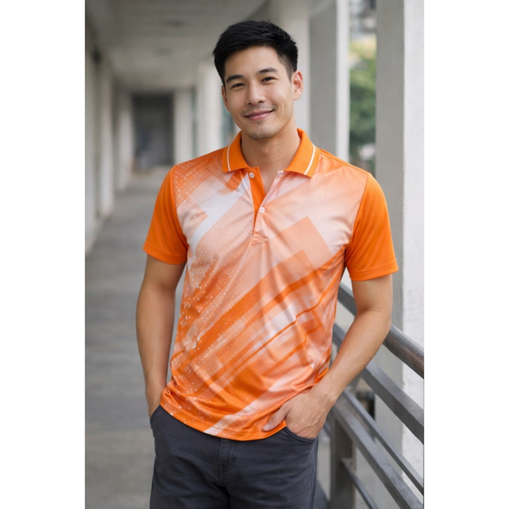 Sport day เสื้อสีม่วง เสื้อโปโลชาย ผ้าไมโครพิมพ์ลาย ใส่สบาย ไม่ต้องรีด NR306