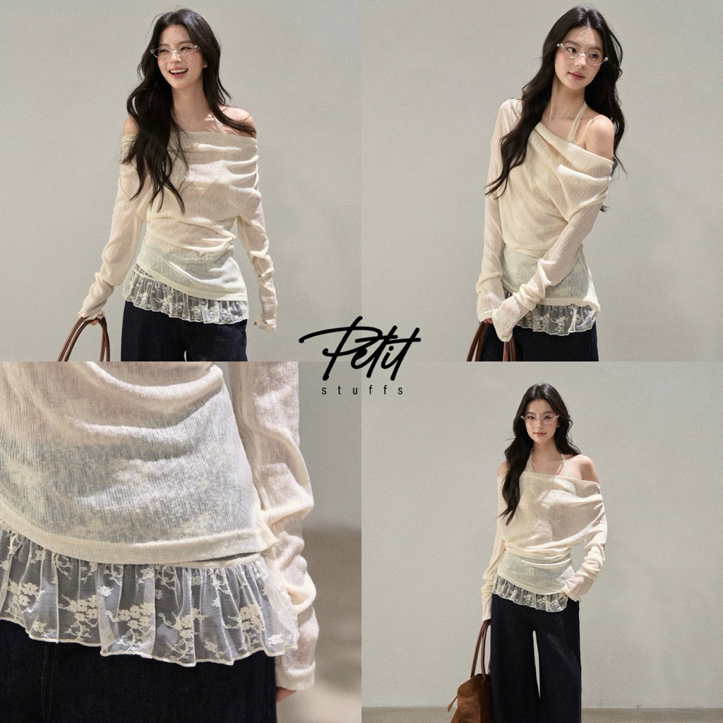 Petitstuffs | เสื้อ2ชิ้นสีครีม #P2601065