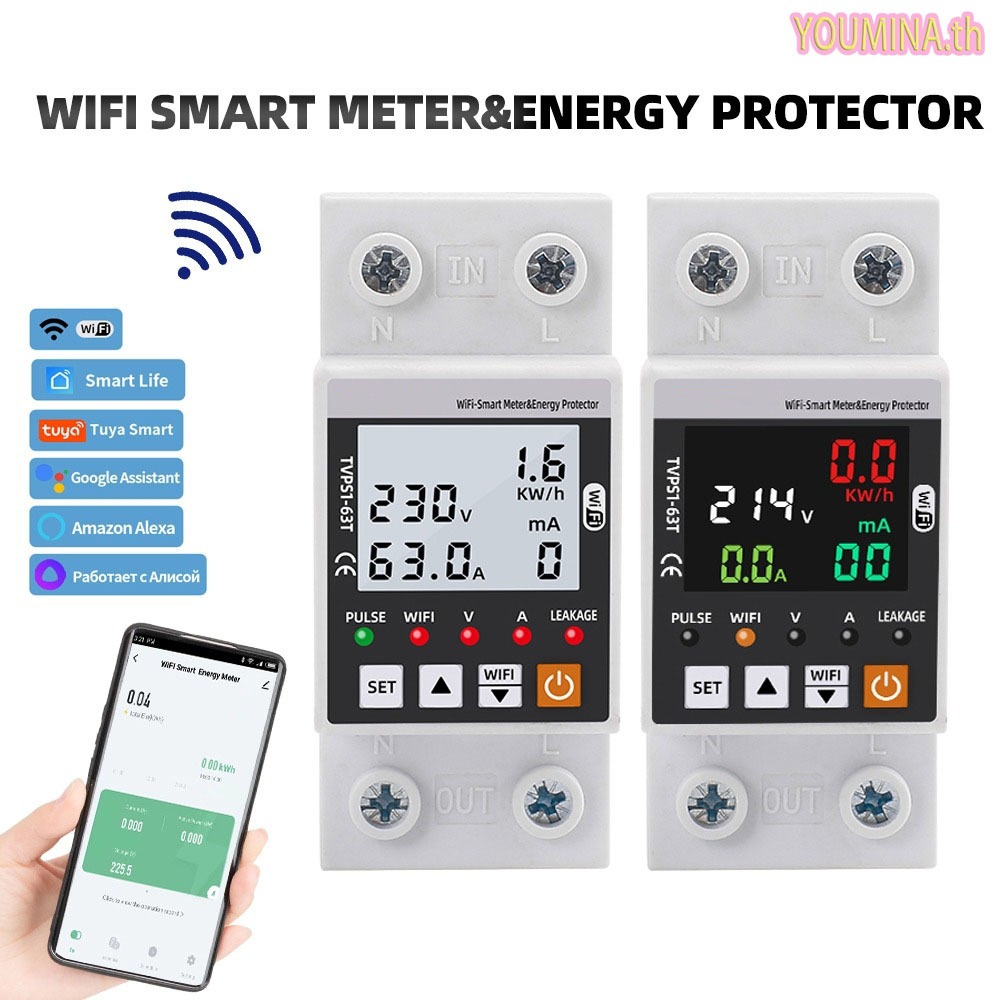 TUYA Smart Lifeเติมเงิน WiFi สมาร์ท Earth Leakage ป้องกันแรงดันไฟฟ้า Circuit Breaker Power kWh Meter