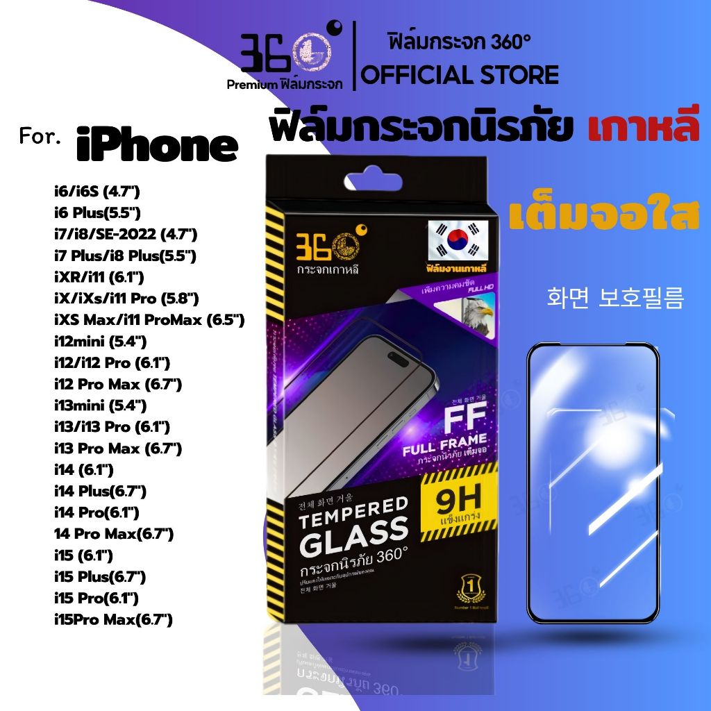 [🇰🇷360° เกาหลี] ฟิล์มกระจกเต็มจอ ฟิล์มกันมอง iphone 17 17promax 15 16promax 13 17pro 15promax 11 14 - รูปที่ 2