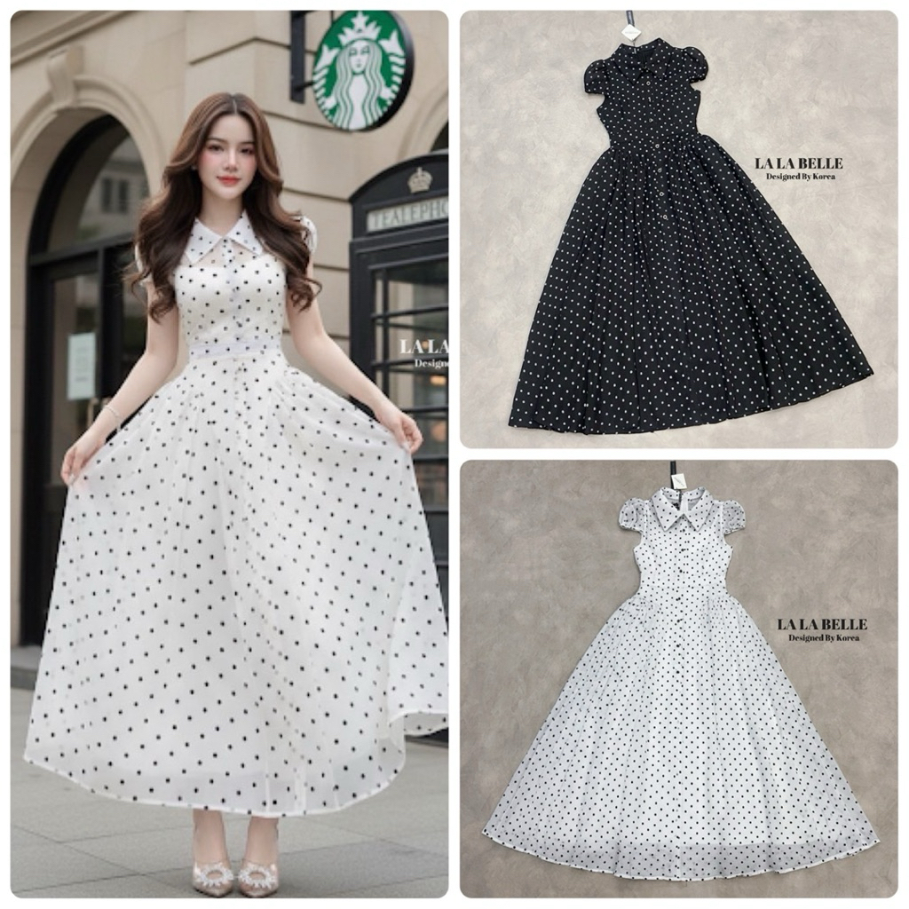 Lalabelle เดรสตัวยาวลายจุด ทรงน่ารัก