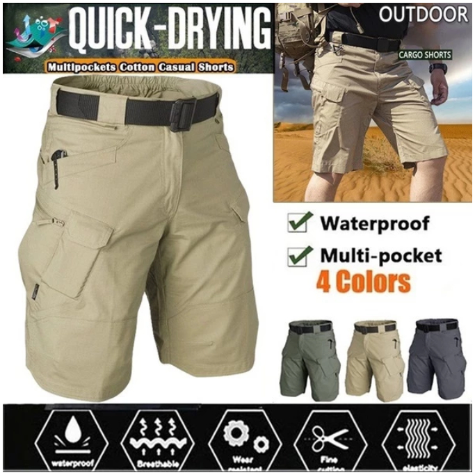 กางเกงขาสั้นแบบยุทธวิธี IX7 สำหรับผู้ชาย 6 กระเป๋ากางเกง cargo กันน้ำสำหรับผู้ชายกลางแจ้ง