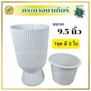 กระถางนาเดียร์ ขนาด 9.5 นิ้ว กระถางพลาสติกแข็งแรงและทนทาน ไม่แตกหักง่าย มีน้ำหนักเบา เคลื่อนย้ายได้สะดวก