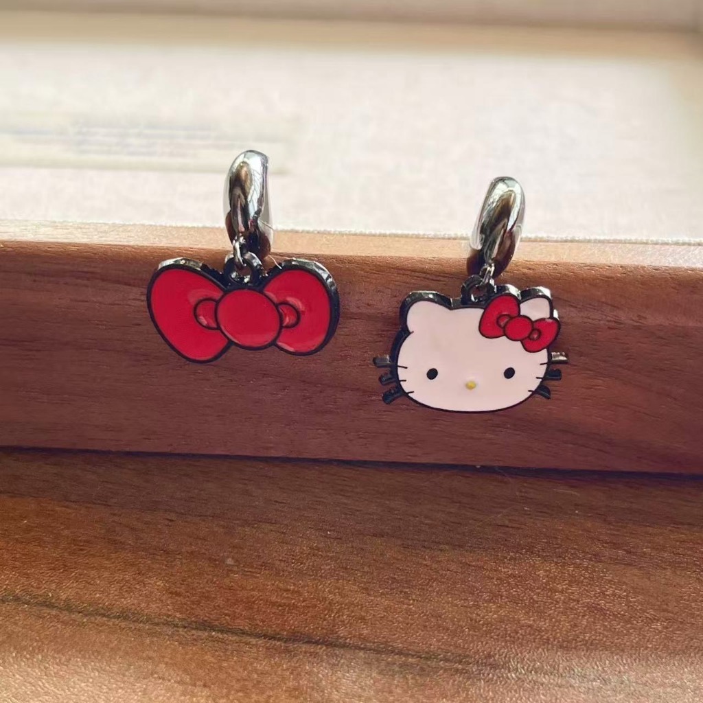 พร้อมส่ง!🇹🇭 ราคา/คู่ ต่างหู Hello Kitty รุ่นคิตตี้&โบว์ สไตล์มินิมอล วัสดุก้านเงิน 925 เนื้องานเกาหลี พรีเมี่ยม คุณภาพดี