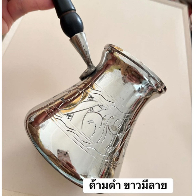 หม้อต้มกาแฟ ขนาด 4-5 ถ้วย ด้ามจับเป็นไม้ สินค้าจากตุรกี