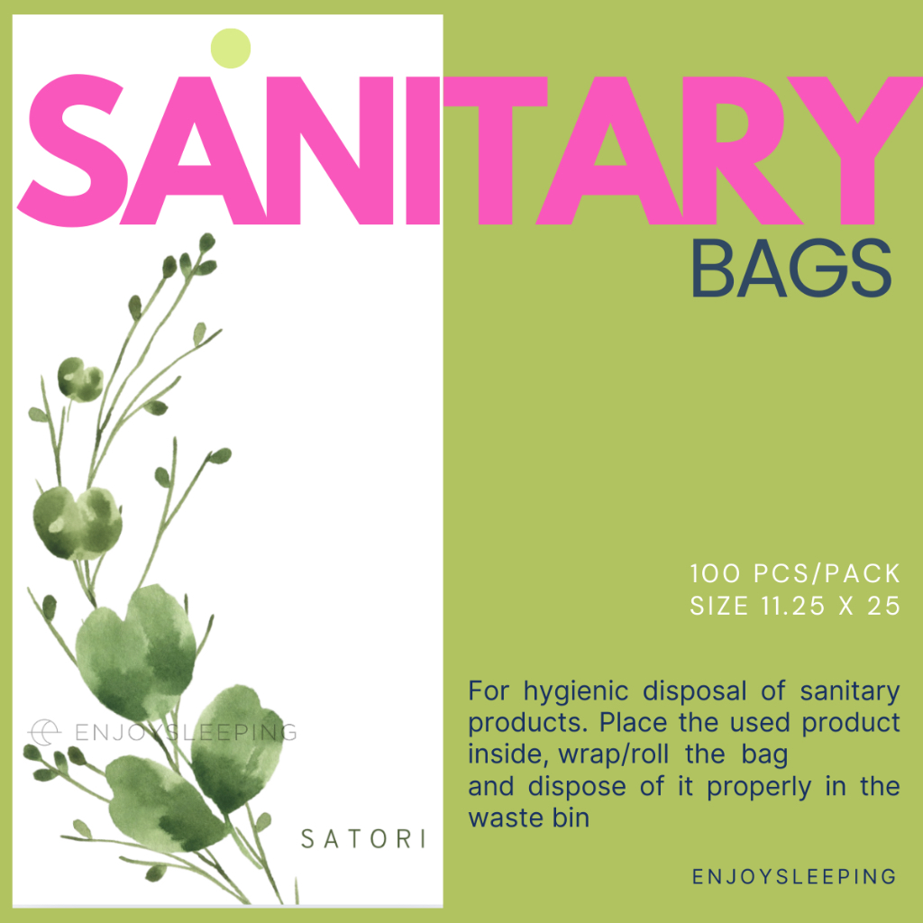 ถุงใส่ผ้าอนามัย sanitary bag ผ้าอนามัย ลายใบไม้เขียว รีสอร์ท โรงแรม airbnb ถุงพลาสติก toilet bag แพค