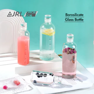 JRL ขวดน้ำแก้ว Borosilicate แบบพกพา ทนความร้อน สลับร้อน-เย็นได้ 300/500/750/1000 ml (สีใส) ฝาแน่นสนิท
