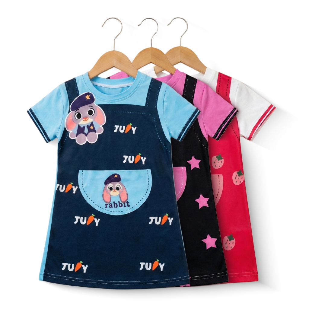 【พร้อมส่ง】ฤดูร้อน สไตล์เกาหลี ลายการ์ตูน ชุดเดรสแฟชั่นเด็กผู้หญิง ชุดเดรสเด็กผู้หญิงแขนสั้น