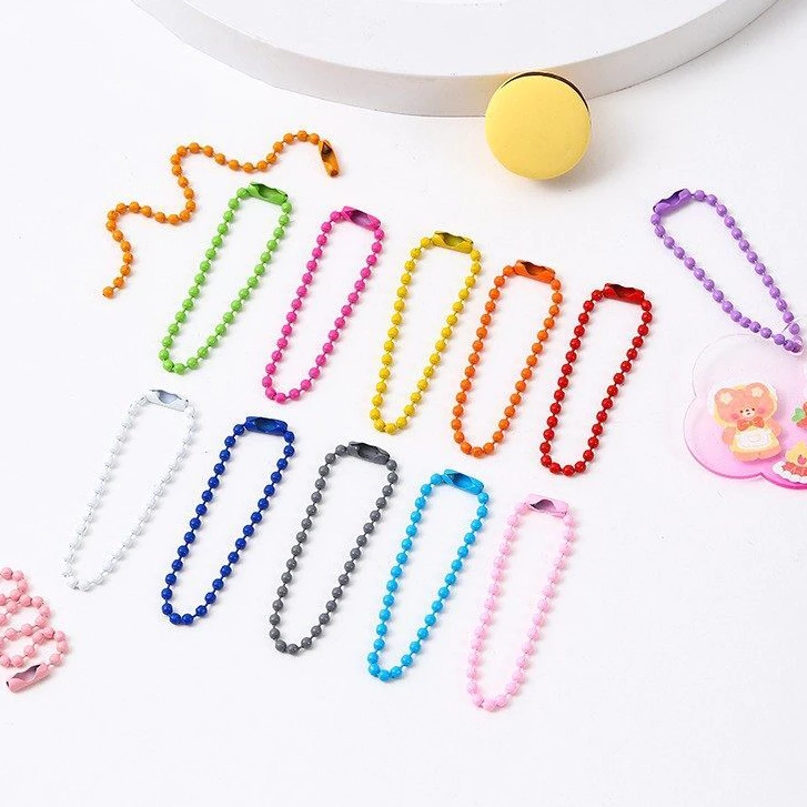 โซ่ลูกปัดหลากสี ยาว 12cm สำหรับ DIY ทำพวงกุญแจ ตกแต่งตุ๊กตาและแท็ก thumbnail 7