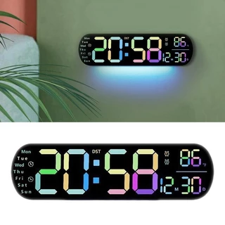 （จัดส่งจากกรุงเทพฯ）นาฬิกาดิจิตอลแขวนผนัง LED RGB พร้อมรีโมทคอนโทรล | แสดงเวลา อุณหภูมิ ปรับแสงกลางคืน มัลติฟังก์ชั่น
