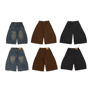 URTHE - กางเกงยีนส์ เอวยางยืด รุ่น V-CUT SHORTS