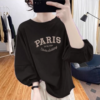 เสื้อยืดแขนยาวผู้หญิงน่ารักๆ แขนบอลลูน oversize เสื้อผ้าสาวอวบไซส์ใหญ่ ลําลอง แฟชั่นมาใหม่ เสื้อโอเวอร์ไซส์สไตล์เกาหลี