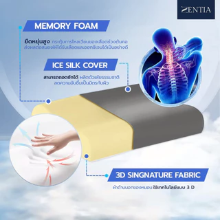 ZENTIA หมอน Memory Foam รุ่น MM | นุ่มแน่น คืนตัวไว ซักได้ ลดปวดคอ
