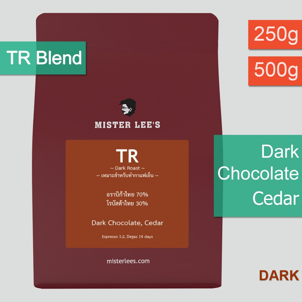 TR Blend เมล็ดกาแฟคั่วเข้มอราบิก้าผสมโรบัสต้า