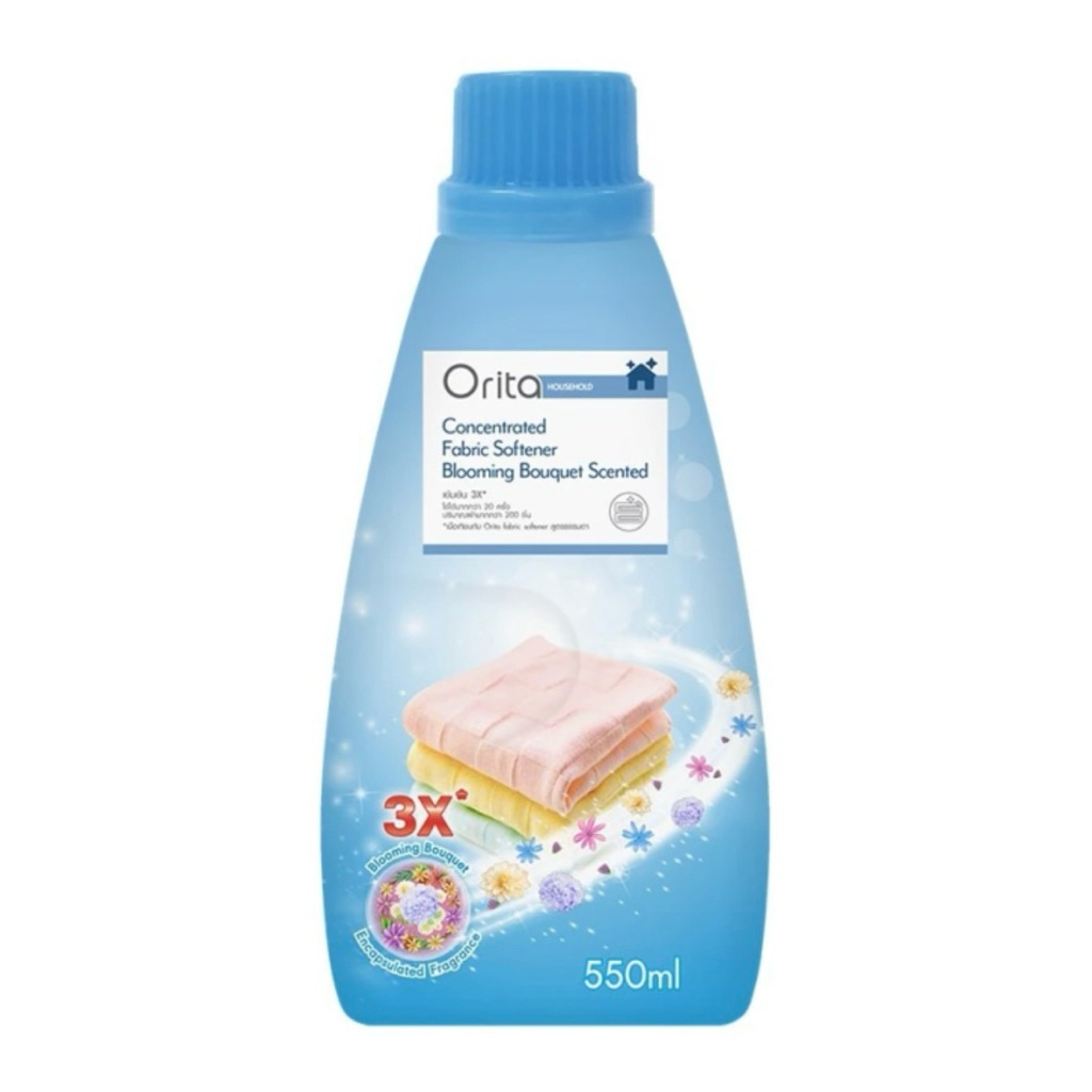 โอริต้า น้ำยาปรับผ้านุ่ม 550 มล. น้ำยาปรับผ้า นุ่มโอริต้าสูตรเข้มข้น 3 เท่า