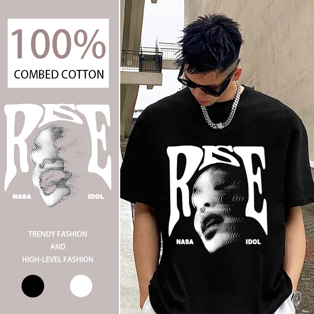 (COD) LUVORO T-Shirt ลาย เนื้อผ้านุ่มระบายอากาศดี ผู้ชายเสื้อยืด ฟอก วินเทจคอกลมแขนสั้น Oversize เสื้อยืดผ้าฟอก C829