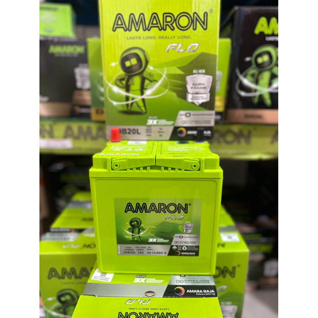 แพ็คเก็จใหม่แบตเตอรี่รถยนต์รุ่นFlo Amaron50B20L-40แอมป์ขนาดยาว20 กว้าง17.5สุง23เซนติเมตรรับประกัน2ปี