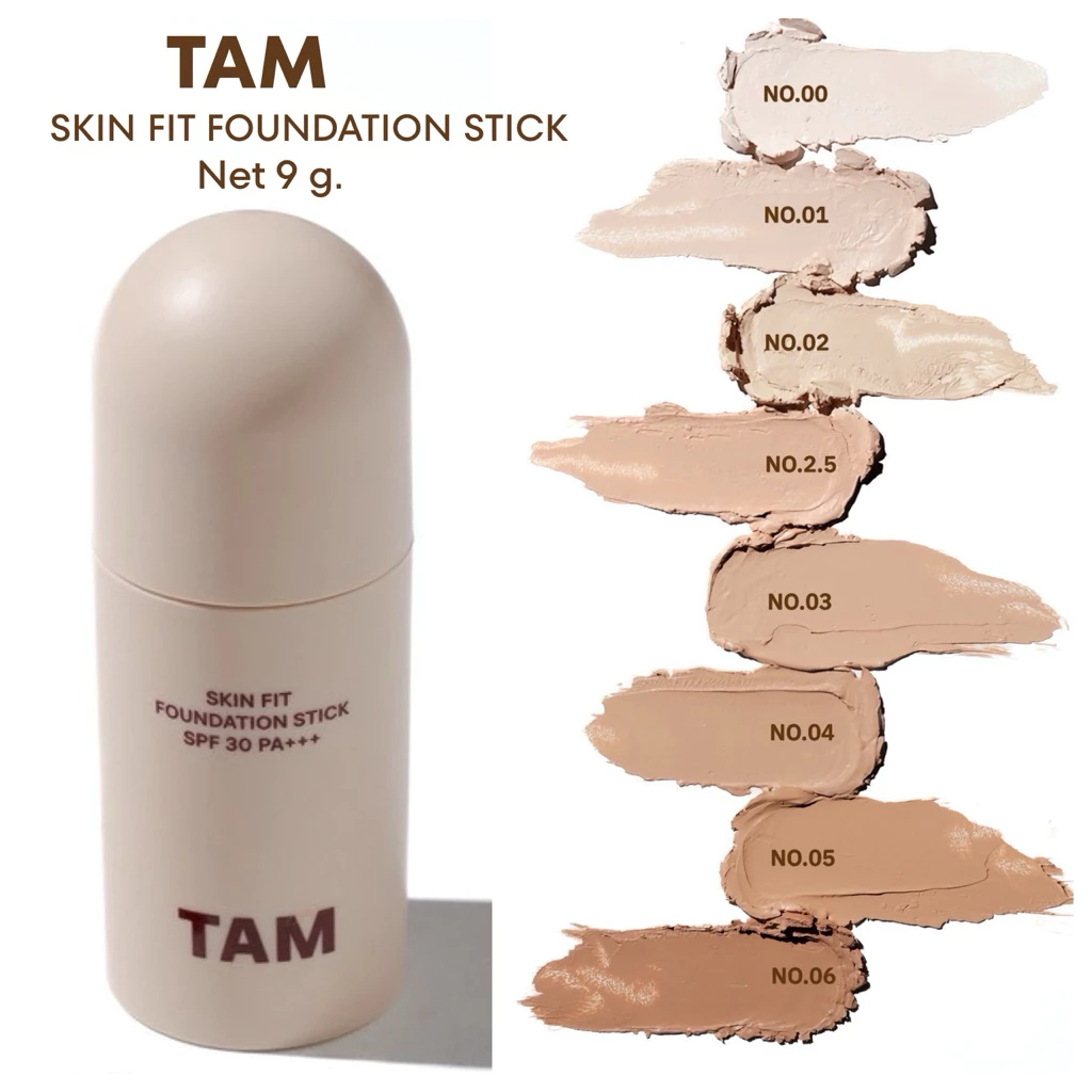 TAM SKIN FIT FOUNDATION STICK SPF30 PA++++ รองพื้นสติ๊กเนื้อบางเบา เกลี่ยง่าย คุมมัน มีกันแดดพร้อมบำรุงผิวสวยแบบไม่หนา