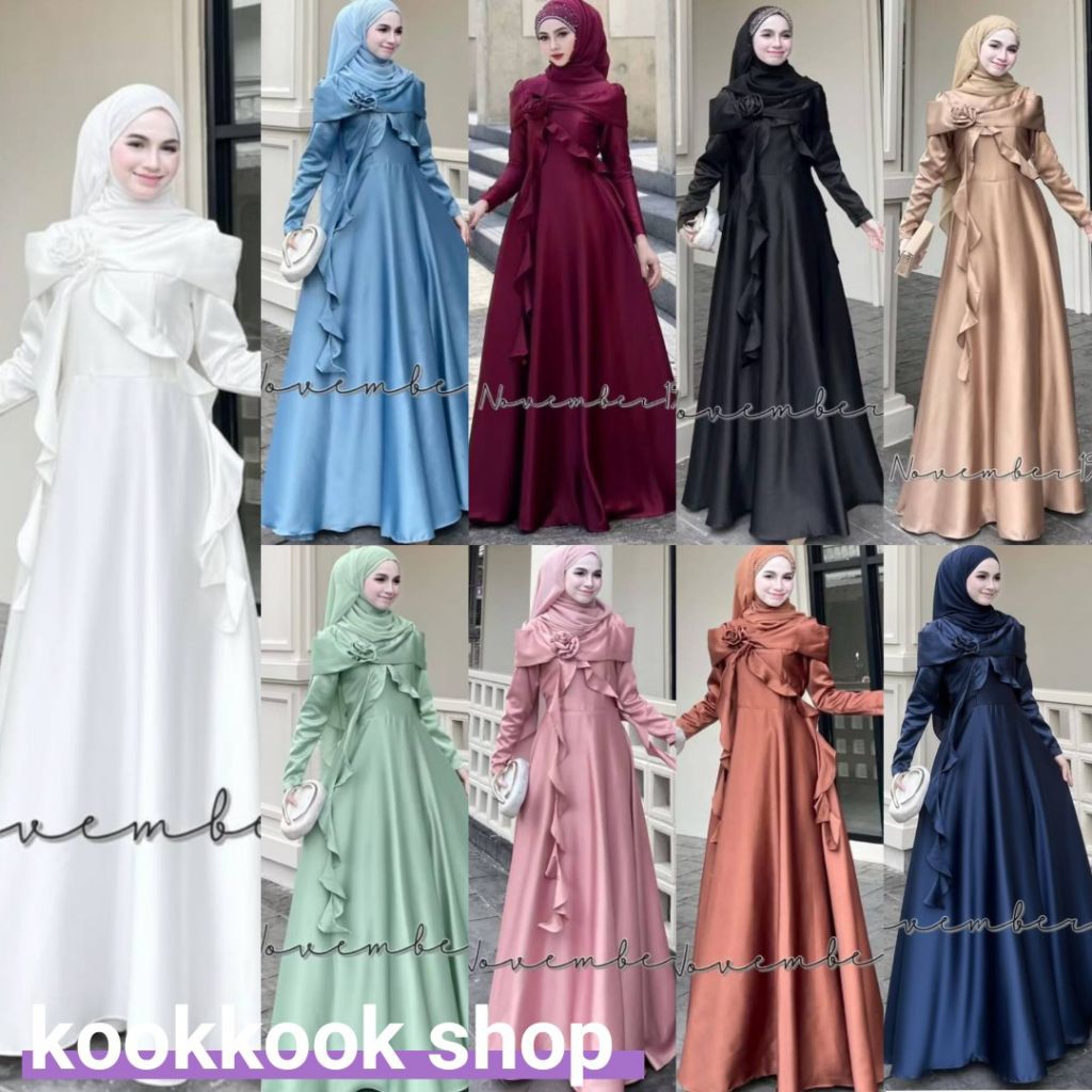 🚛ส่งฟรี+โค้ดลดสุดคุ้ม✅✅มีอก34-50 🌹🌷ชุดเดรสอิสลาม ชุดเดรสมุสลิม กุหลาบบาน🍂