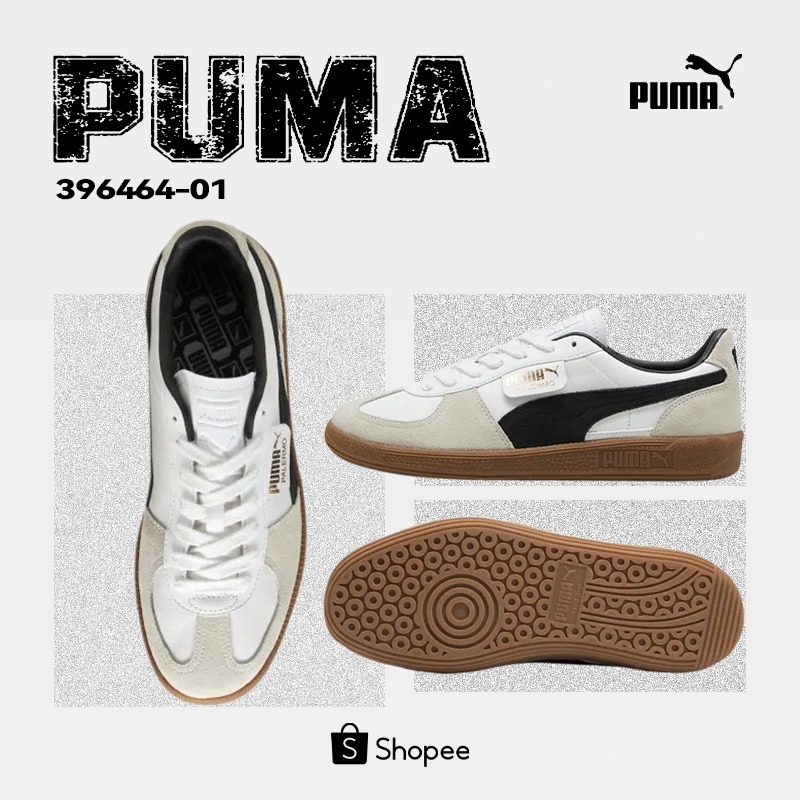 ของแท้ 100% สั่งจองล่วงหน้า  รองเท้าผ้าใบ PUMA Palermo LTH ทรง Low-top สำหรับผู้ชายและผู้หญิง สีขาว/เทา/ดำ 396464-01