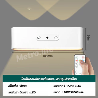 โคมไฟติดผนังLEDไฟกลางคืน พร้อมเซ็นเซอร์ ควบคุมด้วยรีโมท ชาร์จUSB ยึดติดด้วยแม่เหล็ก ไฟติดหัวเตียง