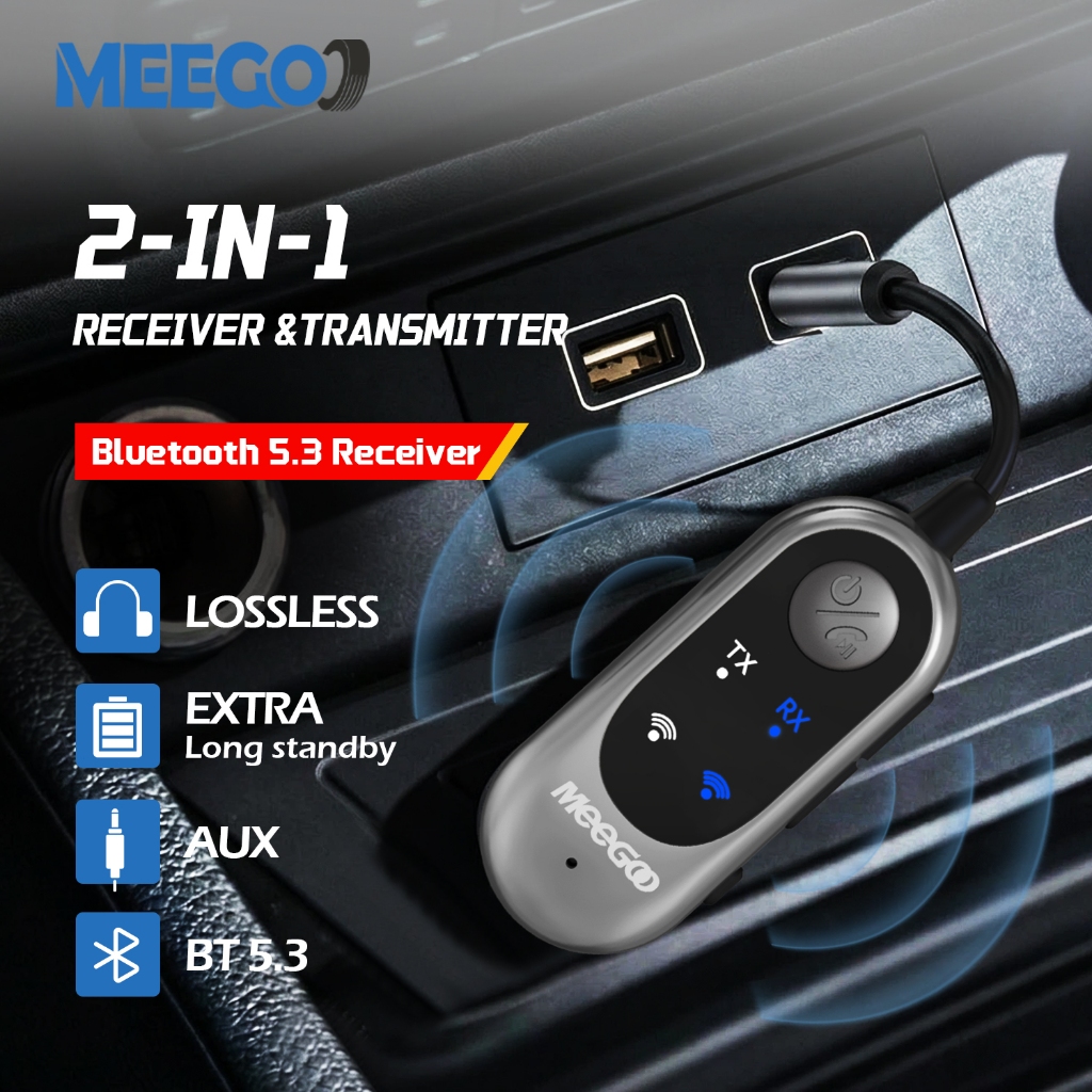 MeeGoo ตัวรับส่งสัญญาณ5.3 Aux bluetooth เครื่องส่งสัญญาณบลูทูธ Bluetooth Audio Adapter รับ＋ส่ง 2in1