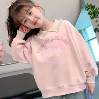 Babyonline(Y017)2J3-4 (ส่งด่วน1วัน)เสื้อแขนยาวสเวตเตอร์กันหนาวผ้านิ่มคอปกสำหรับเด็กหญิงลายน่ารัก