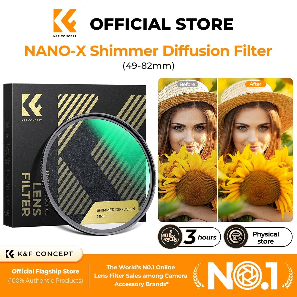 K&F CONCEPT Nano-X Shimmer Diffusion Filter ฟิลเตอร์เลนส์กันน้ำ กันรอยขีดข่วน เรืองแสงอ่อน