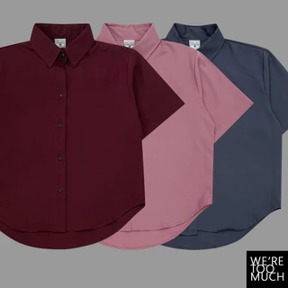 WERETOOMUCH (SH635) เสื้อเชิ้ตคอปก แขนสั้น 4 ไซส์ อก 38-44 มีกระดุมคอ ผ้าไหมอิตาลี นุ่มพริ้ว ใส่สบาย