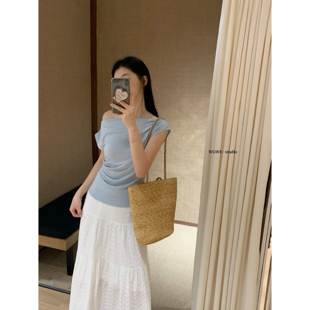 8792# เสื้อคอถ่วง จะใส่เป็นเปิดไหล่ก็ดู sexy งานสวย จับจีบย่นช่วงเอว  TAG:WG.WE 🇰🇷 - รูปที่ 3