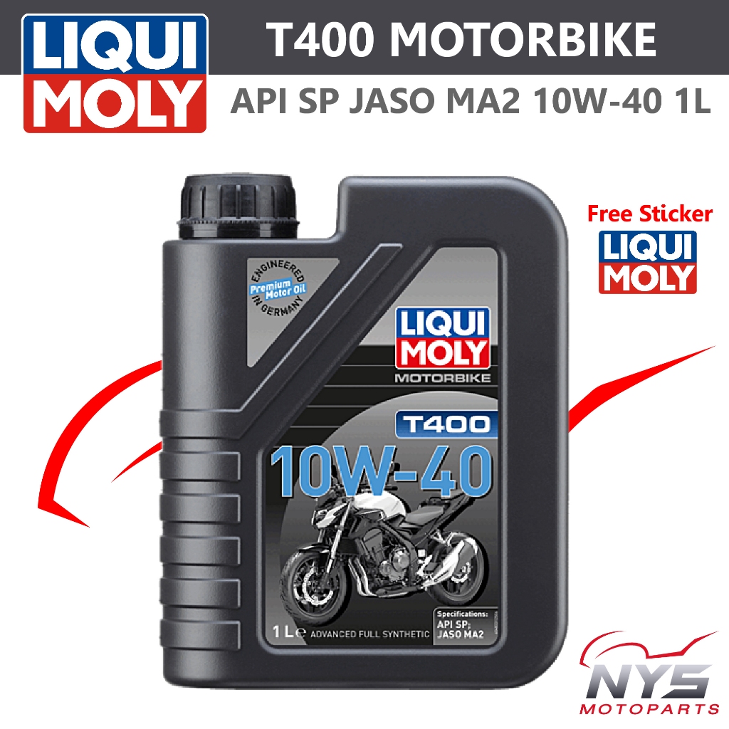 Liqui Moly T400 Motorbike 10W-40 JASO MA2 4T ขนาด 1L น้ำมันเครื่องสำหรับรถจักรยานยนต์4จังหวะ Advanced Full Synthetic