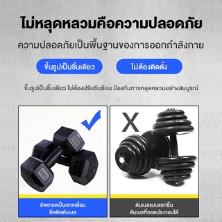 Koraman ดัมเบลหกเหลี่ยม ดัมเบลยาง ดัมเบลดัมเบลออกกำลังกายที่บ้านของผู้ชายดัมเบลดัมเบลหัวยางแบบหกDumbbells 2.5/5/7.5/10KG