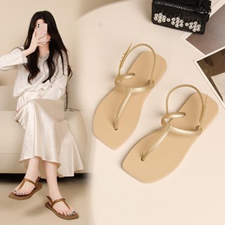 พร้อมส่ง D517 รองเท้าแตะแบบสวม หูคีบ สายรัดส้น ปรับระดับได้ …