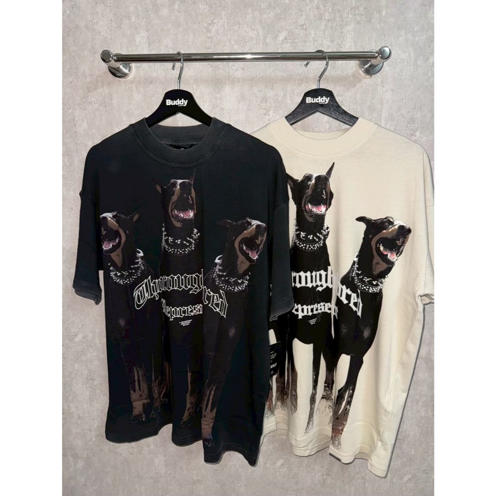 REPRESENT Thoroughbred T-Shirt (Vintage Black/Vintage White) | เสื้อยืดลายโดเบอร์แมน สุดดุดัน