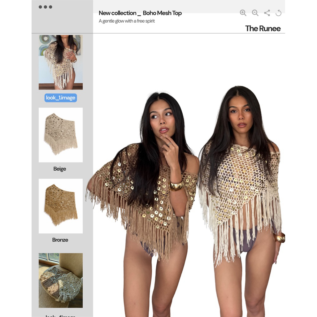 Boho Mesh Top ชุดคลุมตาข่าย ตกแต่งด้วยเลื่อม