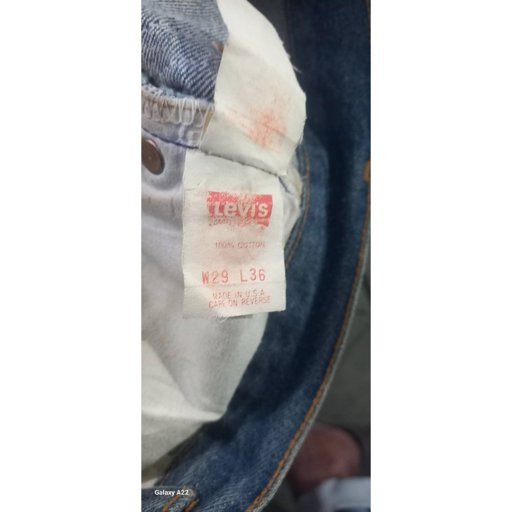 Levis 501 usa care intruction เลขกระดุม 555 เอวจริง 28 ยาวทั้งตัว 38 ปลายขา 7.5 ราคา 1990