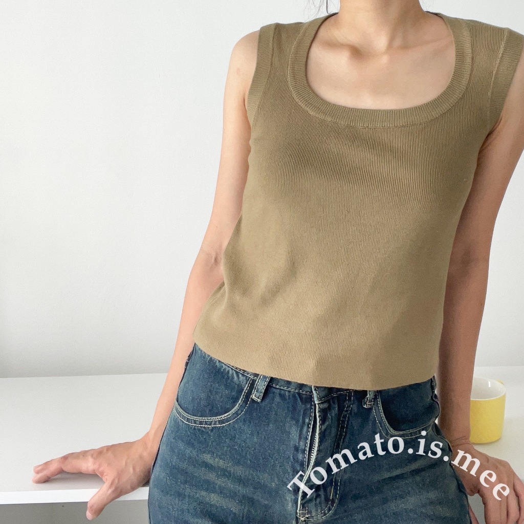 เสื้อกล้ามไหมพรมแขนกุด คอยู ทรงสวย ผ้าเนื้อนิ่ม ใส่สบายเว่อร์ สีเอิร์ธโทน มินิมอล พร้อมส่ง 9 สี !!! (104950) ราคา ถูกที่สุด ดีลบีเคเค แกลเลอรีภาพที่ 7