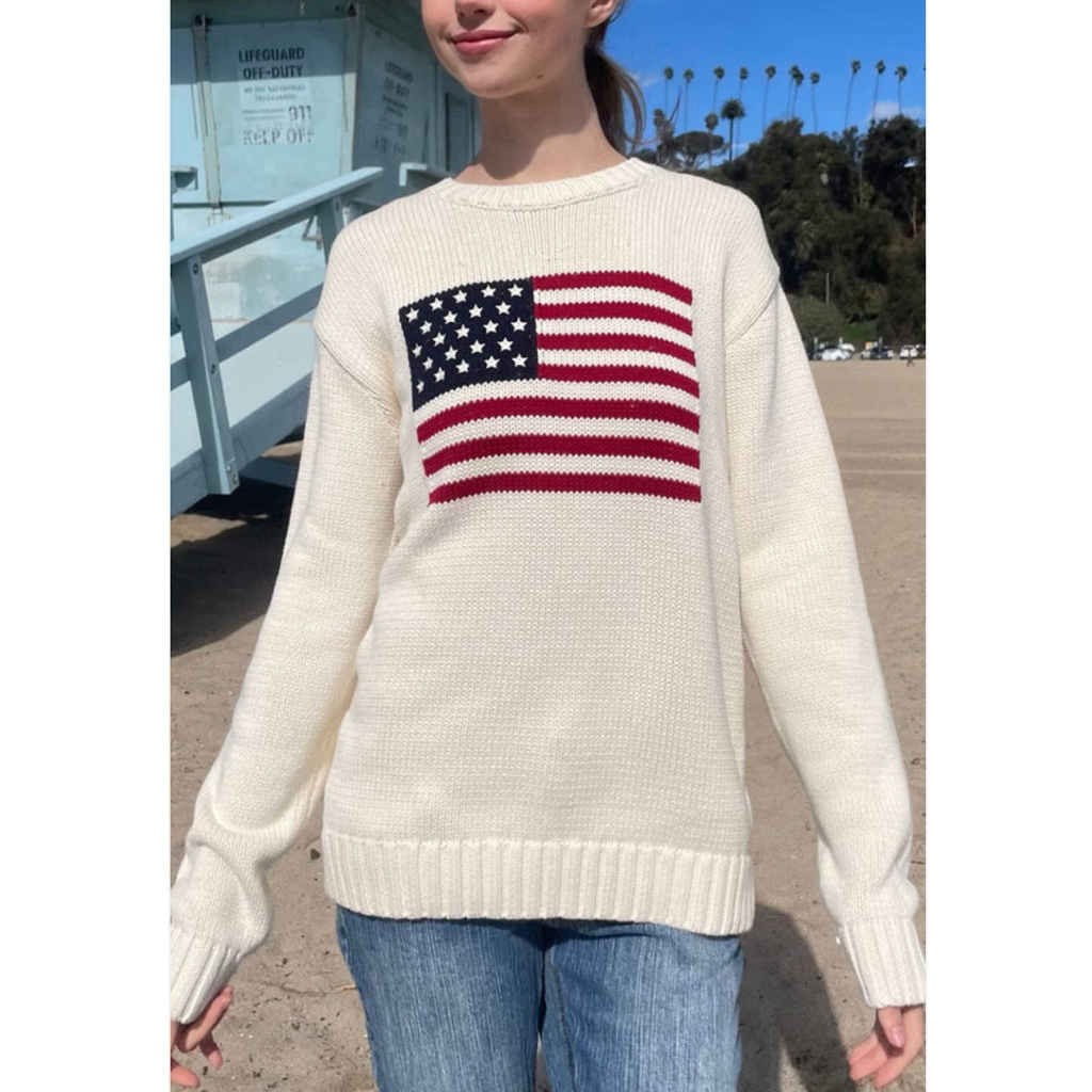 (พร้อมส่ง/แท้) Brandy Melville Sweater ธงอเมริกา